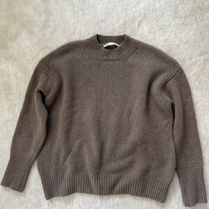 Zara Cashmere Crewneck Sweater in Rich Brown